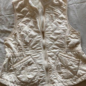Bit and Bridle cream colored quilted vest, size L.